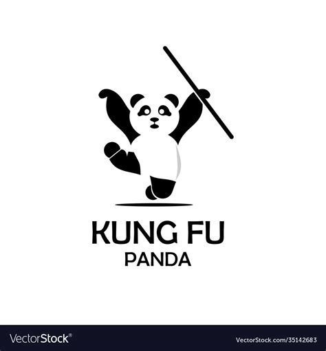 Logo Panda Cartoon Character In Kung Fu Actions Vector Image