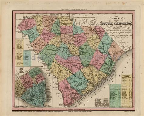 South Carolina Map Old Map Of South Carolina Wall Map Etsy Gambaran
