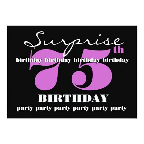 75th Surprise Purple Birthday Party Template Card Zazzle
