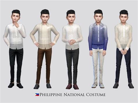 The Sims Resource Casual Barong Tagalog Boys In 2022 Barong Tagalog