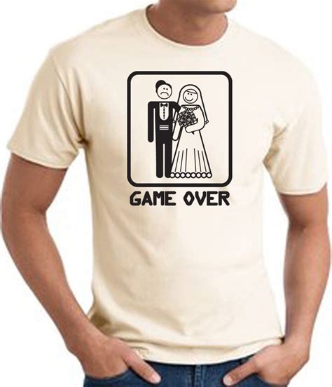 Game Over T Shirt Funny Marriage Bride Groom Natural Tee Black Print