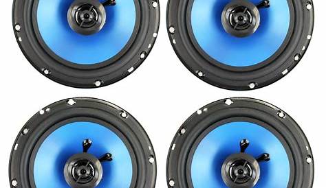 QPower 6.5" 300W 2-Way Blue Car Audio Stereo Coaxial Speaker Set, 4pk