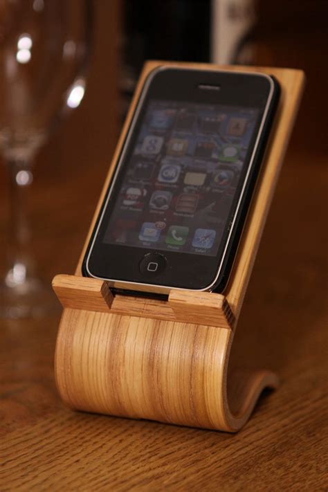 Oak Veneer Smartphone Desk Stand Iphone Holder Gadgets