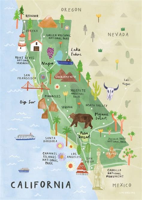 Map Of California Printable Printable Party Palooza