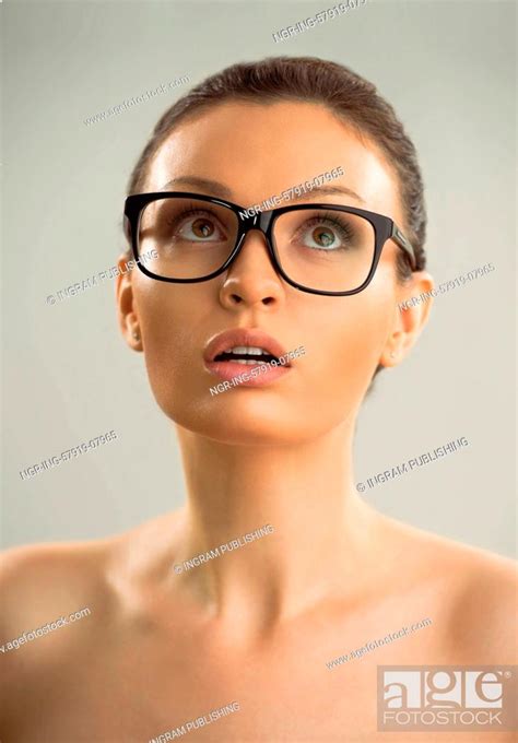 Portrait Of Hot Sexy Naked Woman Wearing Glasses Stock Photo Picture