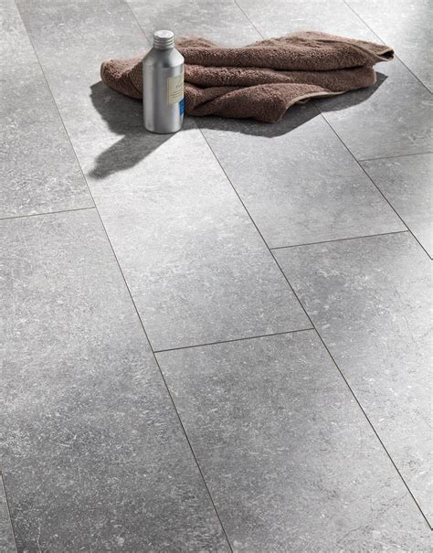 Baelea Ceramic Aqua Industrial Light Grey 8mm Tile Effect Laminate Flooring