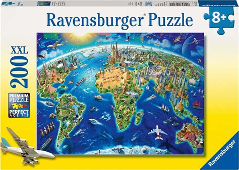 Ravensburger 12722 Carte Du Monde Puzzle De 200 Pièces Amazonfr