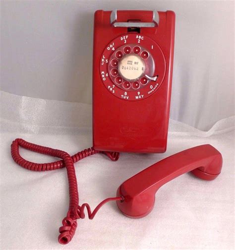 Vtg Red Rotary Dial Wall Telephone Bell System Western Electric 228