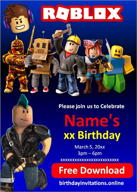 Roblox Birthday Invitation Birthday Invitations