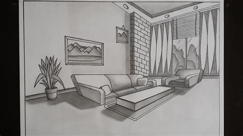 How To Draw A Living Room In 2 Point Perspective Youtube