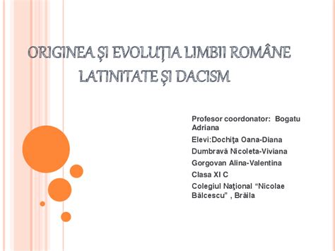 Originea Si Evolutia Limbii Romane Gtfgb