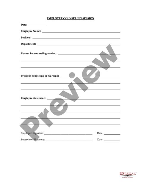 Colorado Employee Counseling Session Employee Counseling Form US Legal Forms