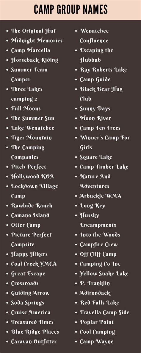400 Cool Camp Group Names Ideas And Suggestions