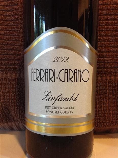 They both firmly believed that blended wines wer. 2012 Ferrari-Carano Zinfandel, USA, California, Sonoma County, Dry Creek Valley - CellarTracker