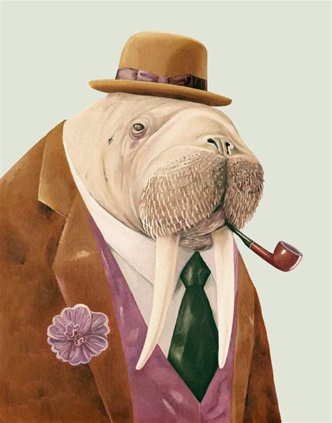 Walrus In Suit Illustrations Illustration Art I Am The Walrus Green