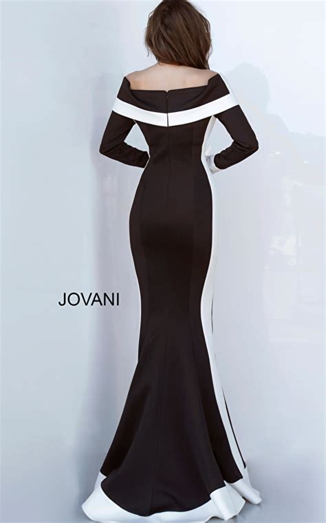 Jovani 4062 Black And White Off The Shoulder Dress