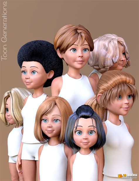 Toon Generations Hair For Genesis 8 Females Daz 3d