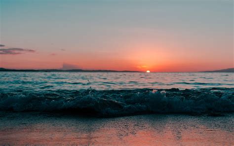 Sea Shore Ocean During Sunset Macbook Air Wallpaper Download