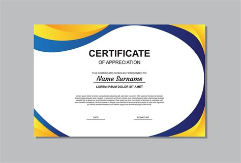Certificate Template Design In Yellow And Blue Colors 8253195 Vector