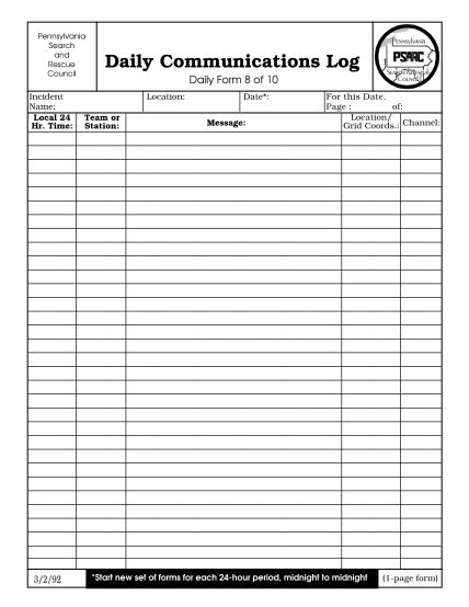 29 Communications Log Page 2 Free To Edit Download And Print Cocodoc