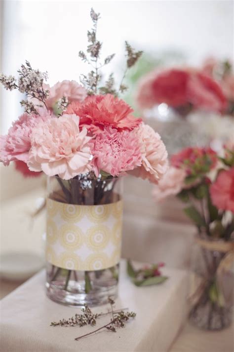 Sweet Simple Diy Dessert Party Carnation Centerpieces Pink Wedding