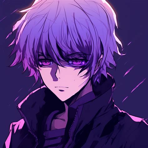 Smirking Anime Character With Purple Hair Purple Anime Male Pfp