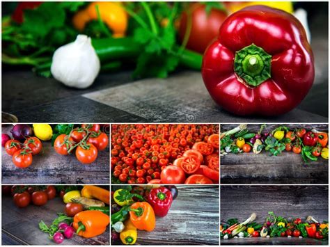 Mix Of Healthy Organic Vegetable Collage Stock Image Image Of