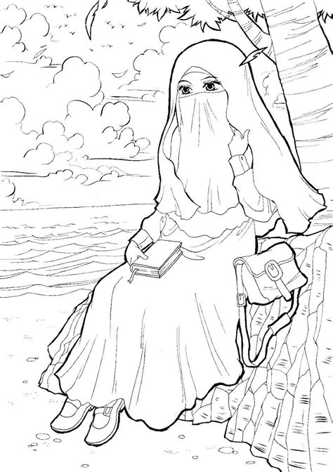 Mewarna Gambar Kartun Muslimah Comel 18 Contoh Mewarnai Gambar Kartun