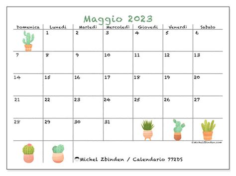 Calendario Maggio 2023 Da Stampare 501DS Michel Zbinden CH