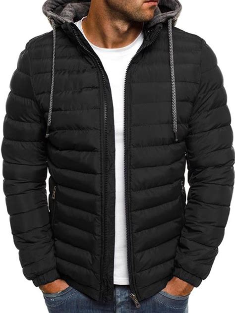 Mens Hoodie Bubble Coats Padded Puffer Jacket Winter Warm Quilted Zip Up Outerwear | Walmart Canada