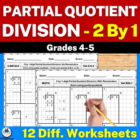 Partial Quotients Division Practice Worksheets 2 Digit By 1 Digit