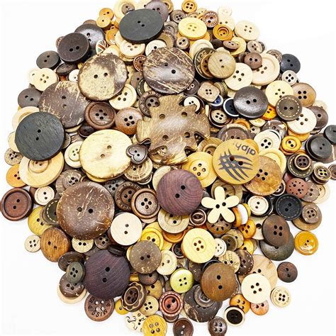Set Of 5 Wooden 2 Hole Buttons Craft Scrapbooking Embellishments