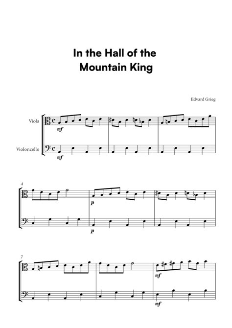 In The Hall Of The Mountain King For Viola And Cello Sheet Music