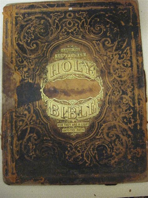 Antique Holy Bible Book Cover Tooled Leather Gold Gilt Back Is