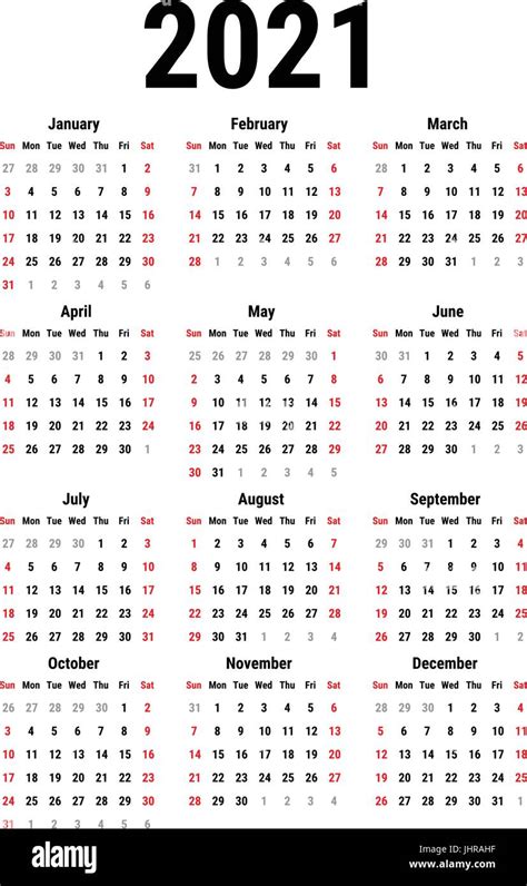 Calendario 2021 Italiano