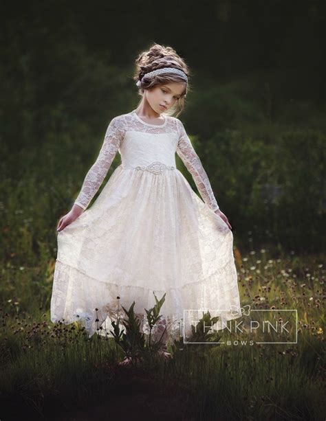 Flower Girl Dress Flower Girl Lace Dresses Country Lace Dress Ivory