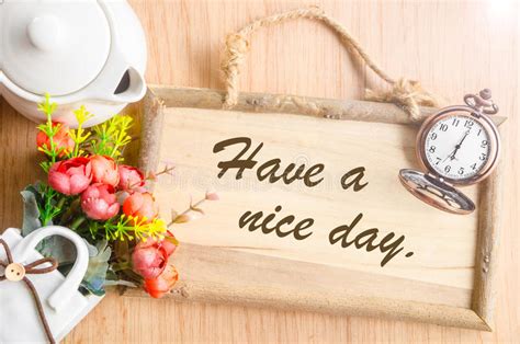 After rudely accepting the food at. Have A Nice Day Text In Blank Wooden Photo Frame Stock ...