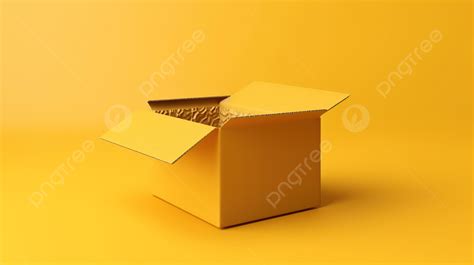 3d Render Of A Stunning Cardboard Parcel Box On Yellow Background 3d