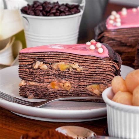 Lychee Chocolate Crepe Cake Slice Junandus