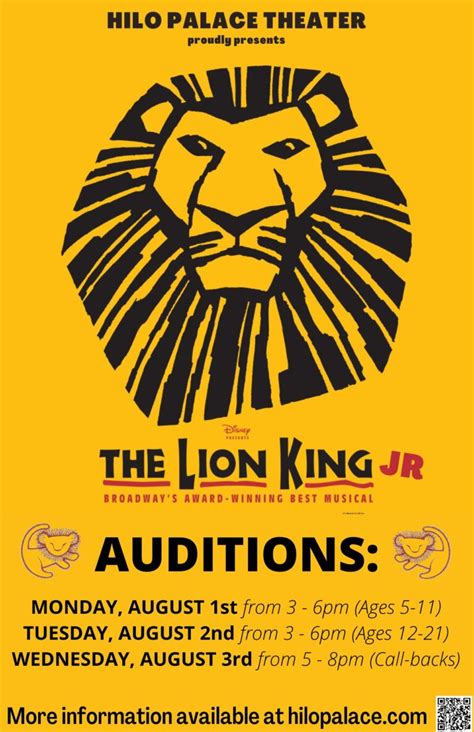 Upcoming Events Open Auditions Disneys The Lion King Jr