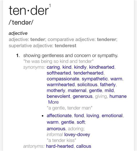 Tender More Words Synonym Adjectives Tenders Sympathy Compassion
