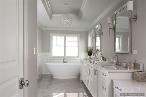 Inspiring Room White Monochromatic Elegant Classic Master Bathroom