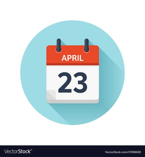 April 23 Flat Daily Calendar Icon Date Royalty Free Vector