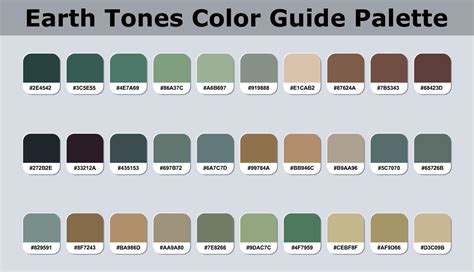 Set Of Earth Tones Color Palette Catalog Sample With Rgb Hex Codes