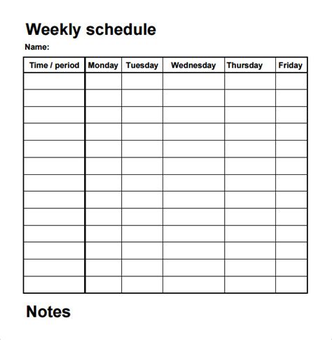 Blank Weekly Schedule Template Pdf Russianburan