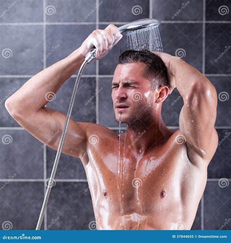 Handsome Man Taking A Shower Stock Image Image Of Clean Attractive