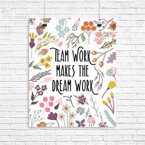 Team Work Dream Work Poster Teamwork Quote Motivational Etsy In 2021
