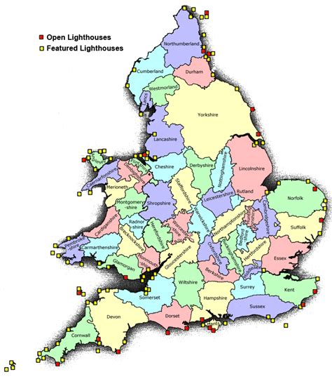 Интерактивная карта маяков Англии и Уэльса с фотографиями