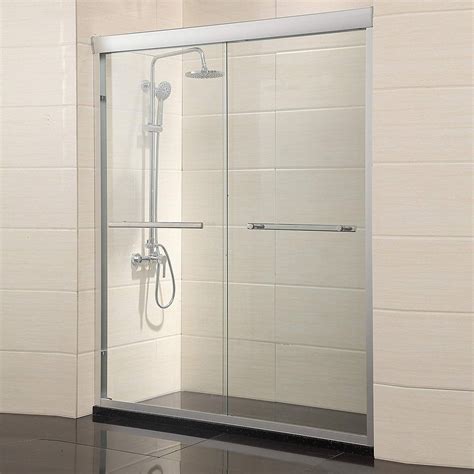 Shower Door Framed Bathtub Door Glass Double Sliding 1 4 Clear Glass In Chrome Finish Mecor