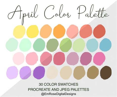 April Color Palette Procreate Palette Color Palette Etsy Canada In